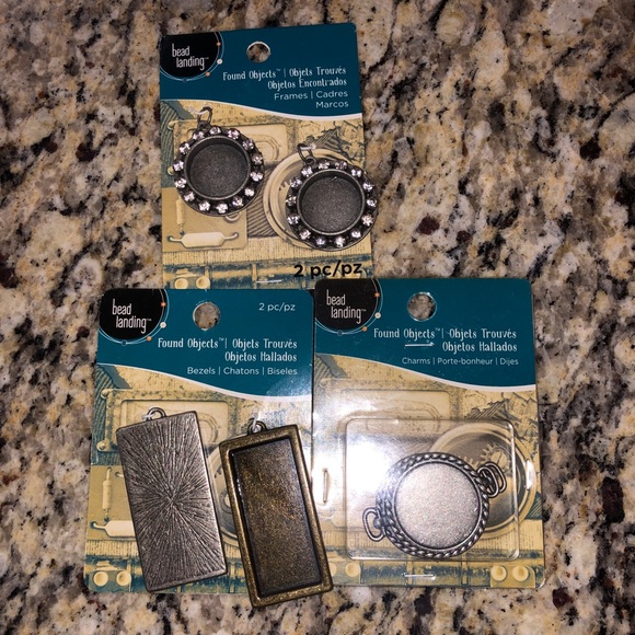 Bead Landing Found Objects Charms Frames Bezels Steampunk Goth Glam DIY Lot - Picture 4 of 5